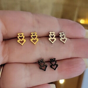 Stack of Hearts Stud Earrings, choice of color